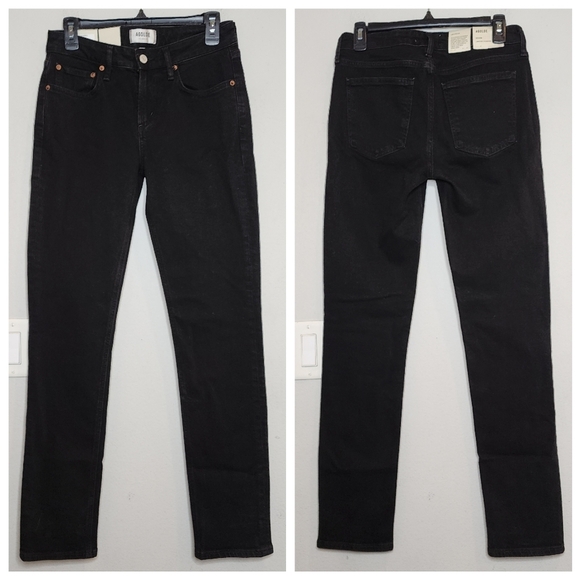 NWT Agolde Devon Stacked Lowrise Stove-Pipe Black Jeans Organic Cotton Size 26 - Picture 3 of 15